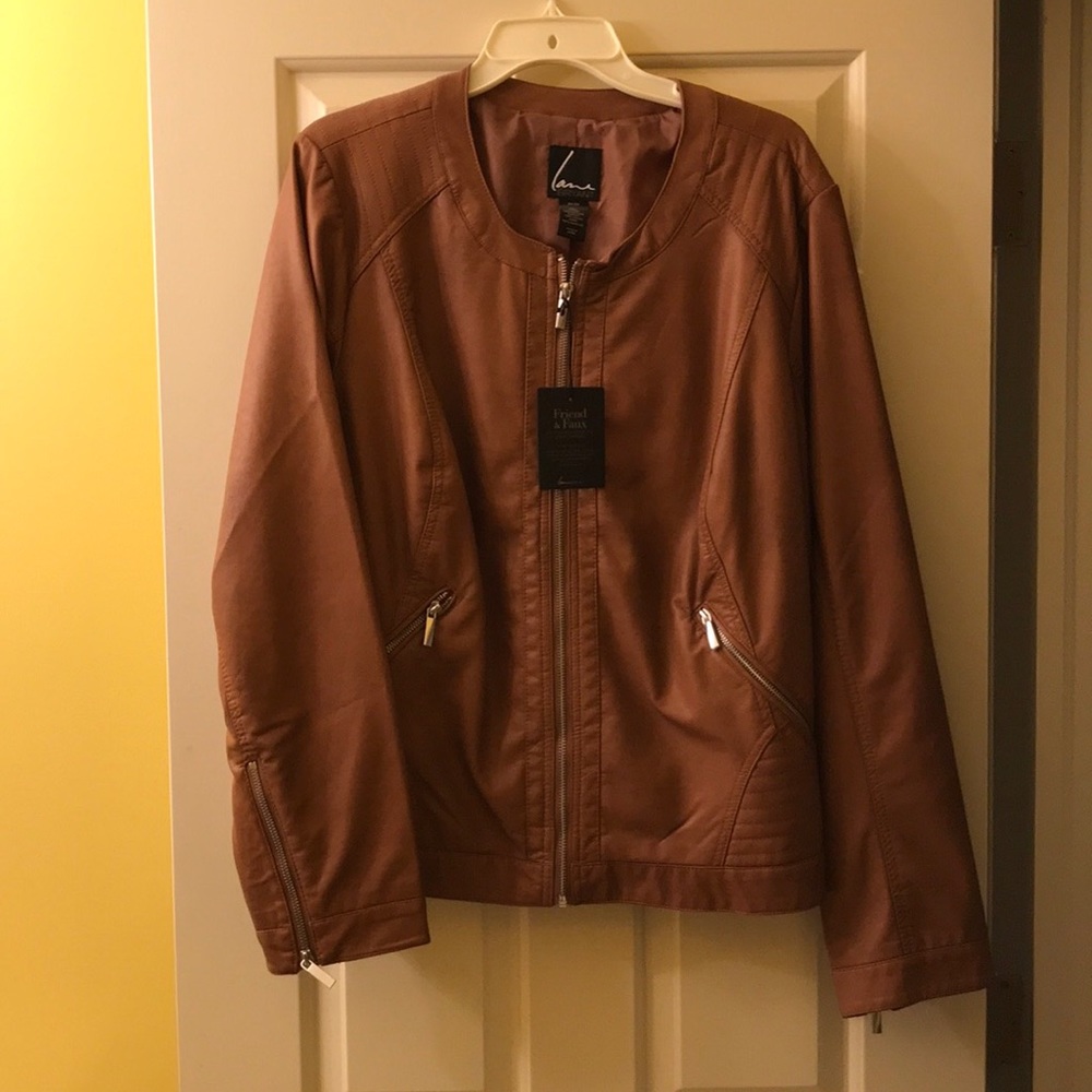 Faux leather moto jacket.